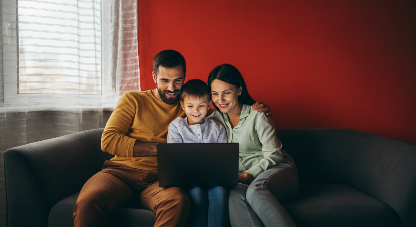 Happy family researching information about affordable housing. Housing Questions We Get Every Day: And How the AI Answers Them Instantly